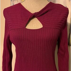 EUC Calvin Klein sweater M cranberry color and front cut out